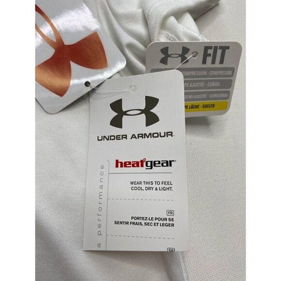 Girls Under Armour White Logo Loose Heat Gear Short Sleeve Top Sz YSM Small NEW - Picture 5 of 7